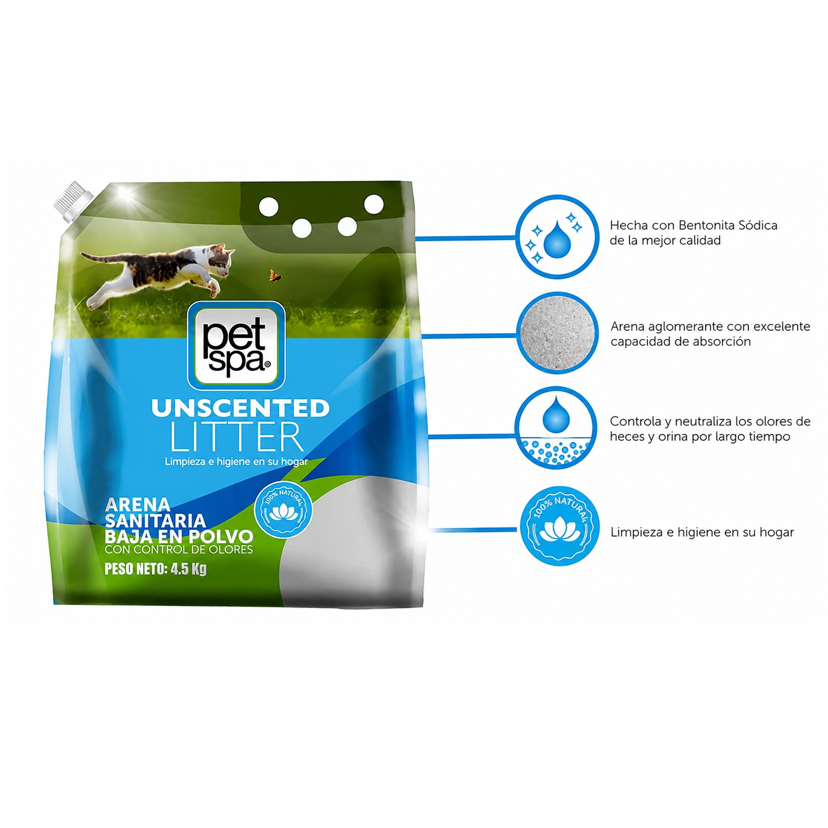 Arena Para Gato Pet Spa X 4.5 Kg (Bolsa con boquilla) - Imagen 2