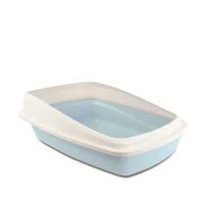 Arenera Para Gato Catit Sencilla Con Borde Removible Blanco Base Azul Talla L