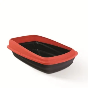 Arenera Para Gatos Catit Sencilla Con Borde Removible Roja