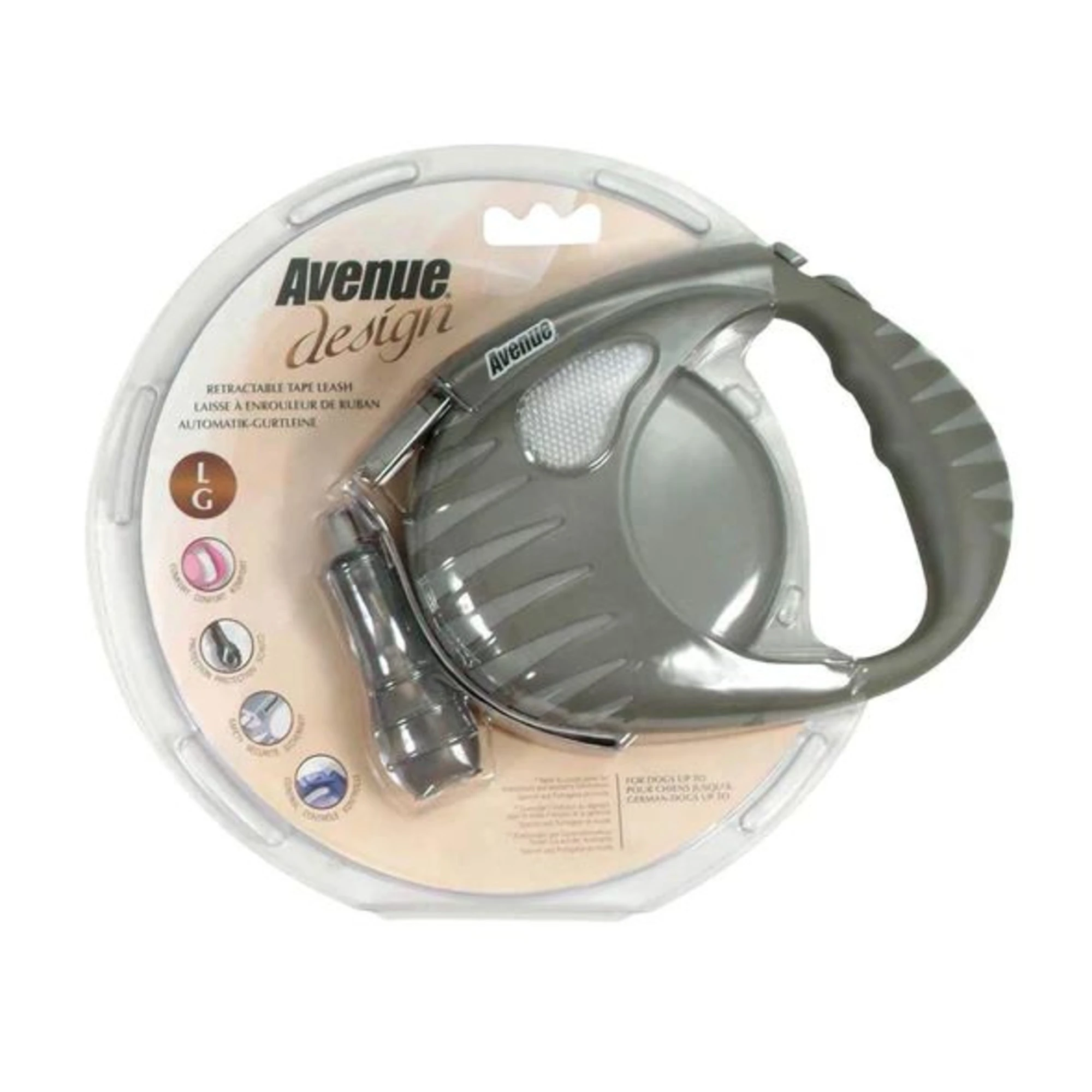 Correa Para Perros Avenue Retractil Gris Talla L - Pet Spa Colombia