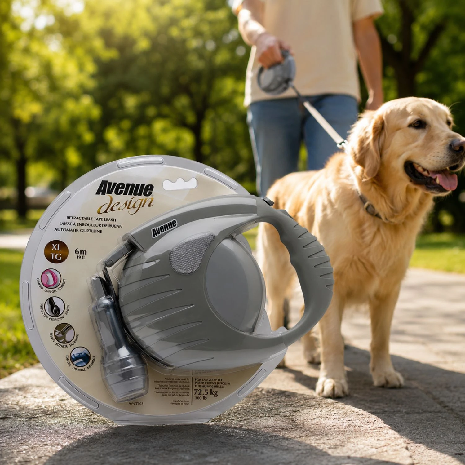 Correa Para Perro Avenue Retráctil Talla XL Gris - Imagen 3