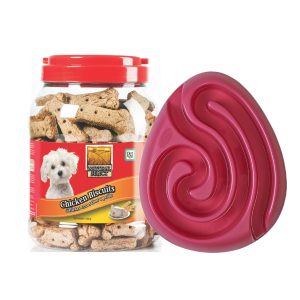 Dúo Comedero Buster Rosado+Galleta Natural Select Bombonera Pollo x 1100