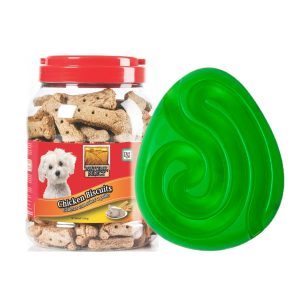 Dúo Comedero Buster Verde+Galleta Natural Select Bombonera Pollo x 1100