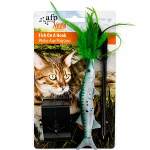 Juguete Para Gato Caña De Pescar Con Pescado Con Pluma