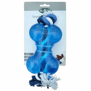 Juguete Para Perro Buster Hueso Duro Con Cuerda Azul Talla M